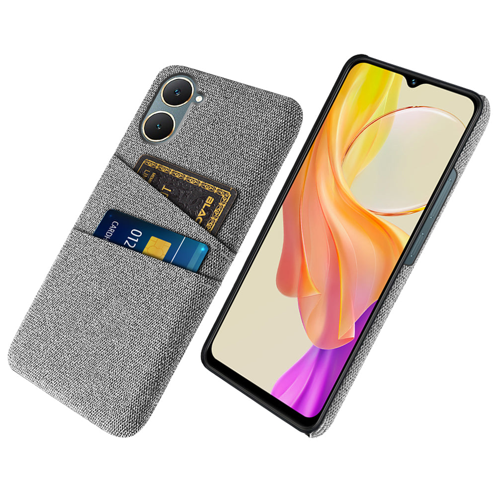 For vivo Y03 Case Cloth+PC Dual Layer Protective Phone Cover with 2 Card Slots For vivo Y03 Case Cloth+PC Dual Layer Protective Phone Cover with 2 Card Slots